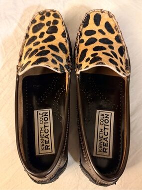 Kenneth Cole Reaction Brown and Leopard Calf Slip-On Loafers